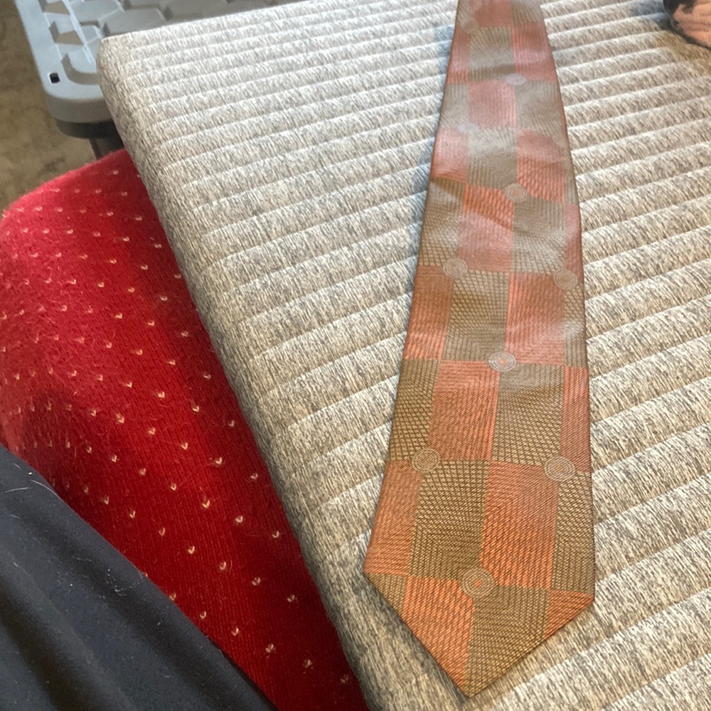 Elegant Brown and Orange Silk Tie